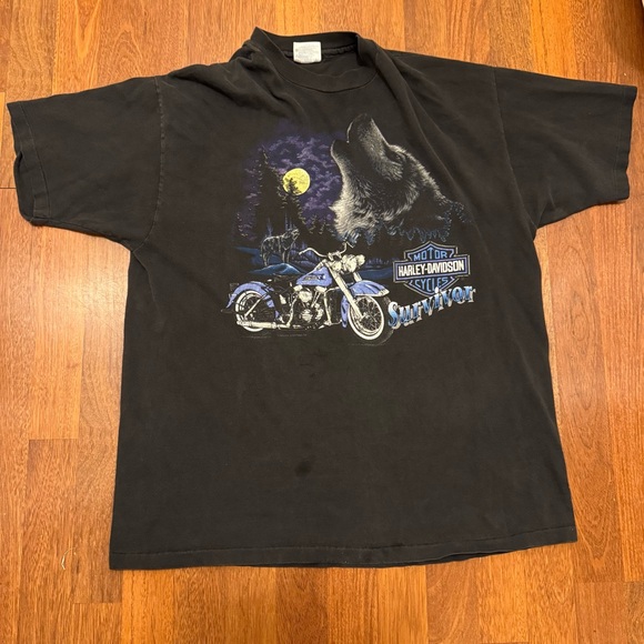 Harley-Davidson Other - Vintage Harley-Davidson Black and Blue Wolf Moon T-Shirt